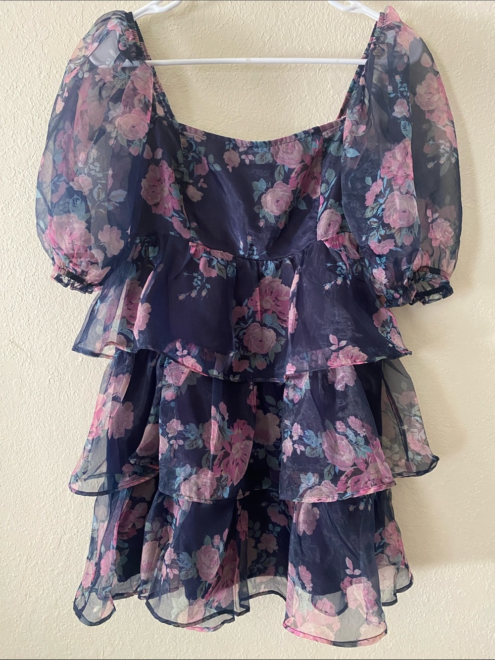 Altar'd State Navy Smocked Bodice Floral Dress - Picture 2 of 13